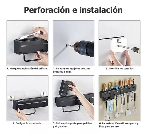 Organizador Utensilios Cocina Pared 60cm